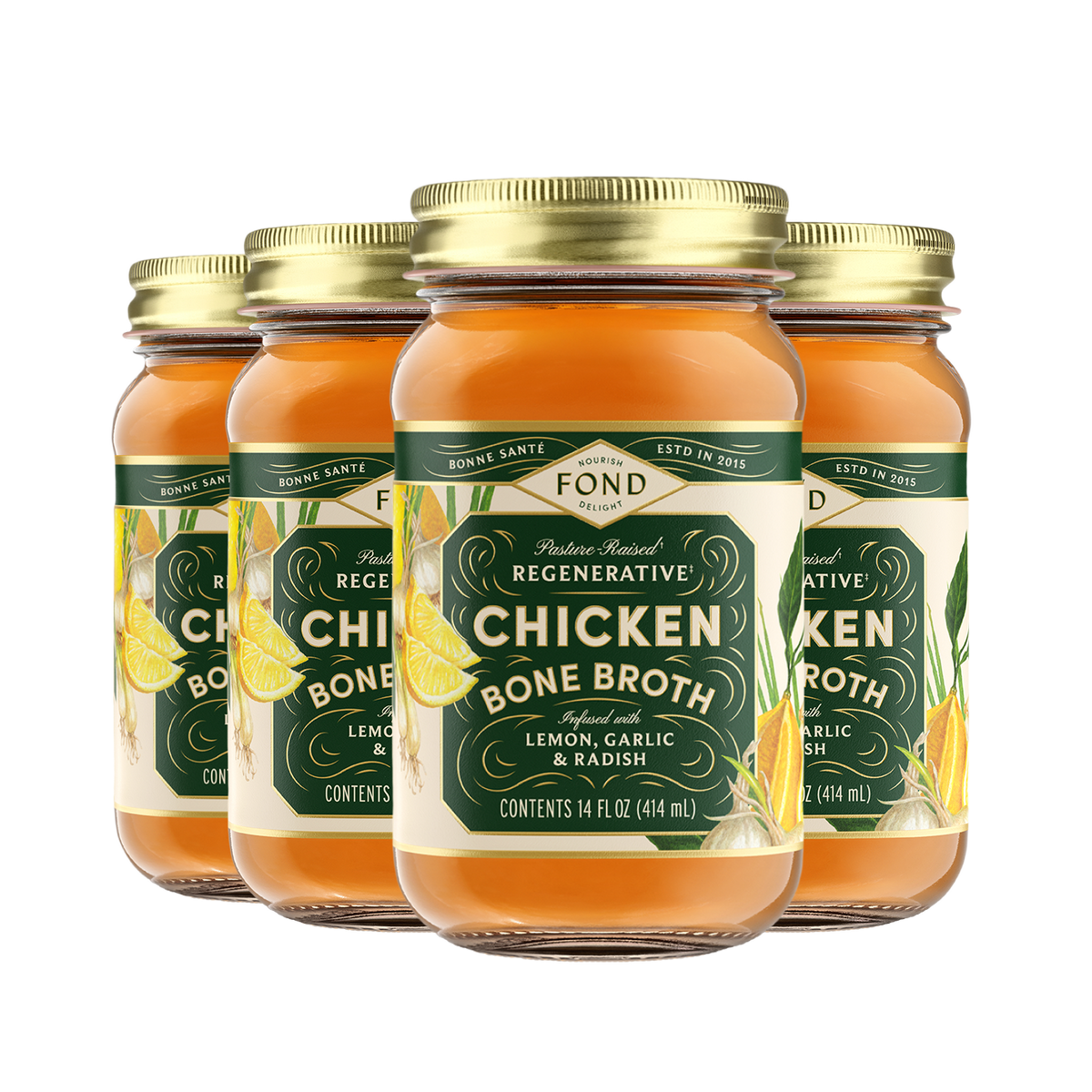 Lemon & Garlic Pasture-Raised Chicken Bone Broth 14oz