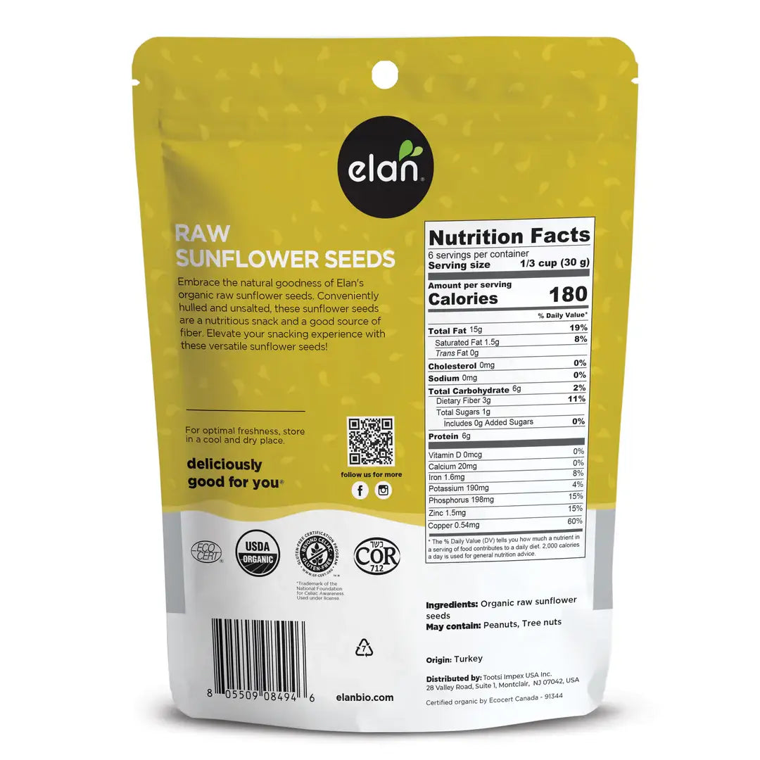 Elan - Elan Organic Sunflower Seeds, Snacks, Gluten Free (7 oz)