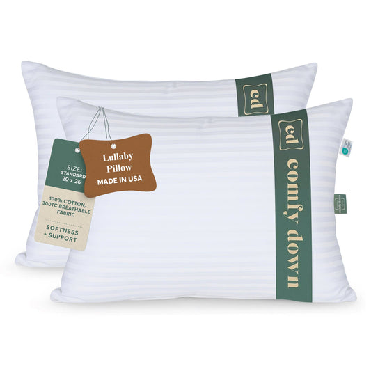 ComfyDown - ComfyDown Down Alternative Pillow for Back & Stomach Sleeper: Standard / Non-Gusset / Pack of 2
