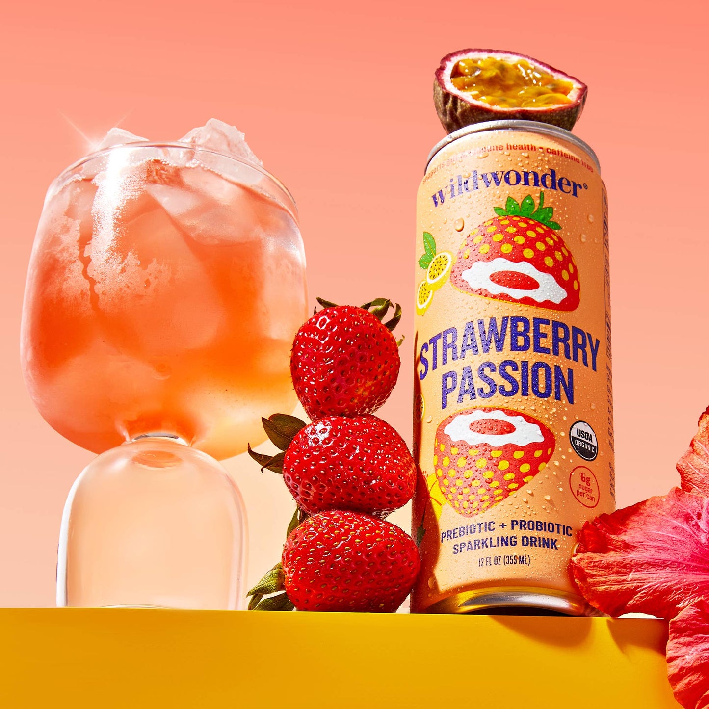 Strawberry Passion - Prebiotic + Probiotic Sparkling Drink (12 fl oz)
