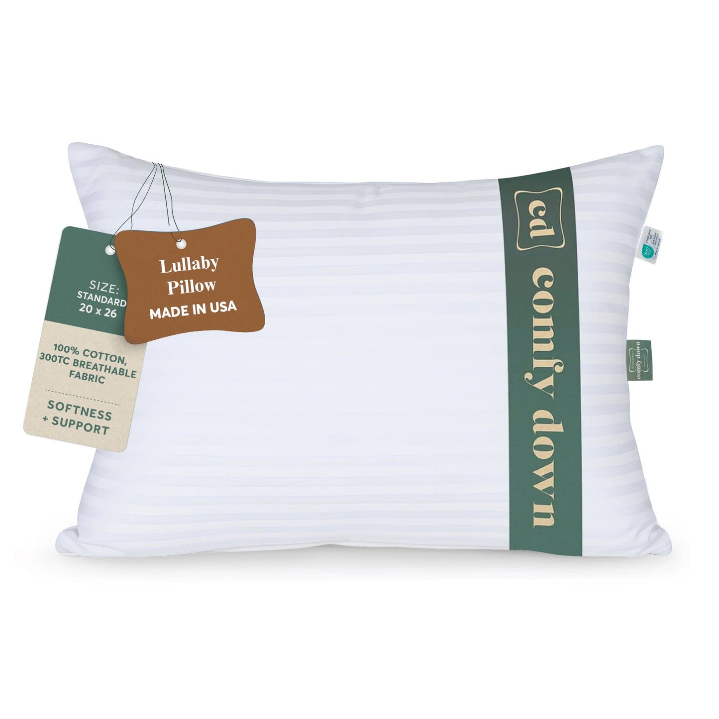 ComfyDown - ComfyDown Down Alternative Pillow for Back & Stomach Sleeper: Standard / Non-Gusset / Pack of 2