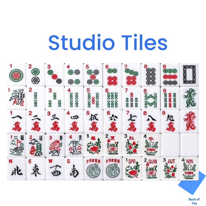 Mahjong Studios - Blue Mahjong Tiles Bundle – American Mahjong 166 Tiles, Studio Tiles Clear Racks Teal Mat: All In One - G Carry Bag + Tiles & Bag + Mat + B Racks + Instructions