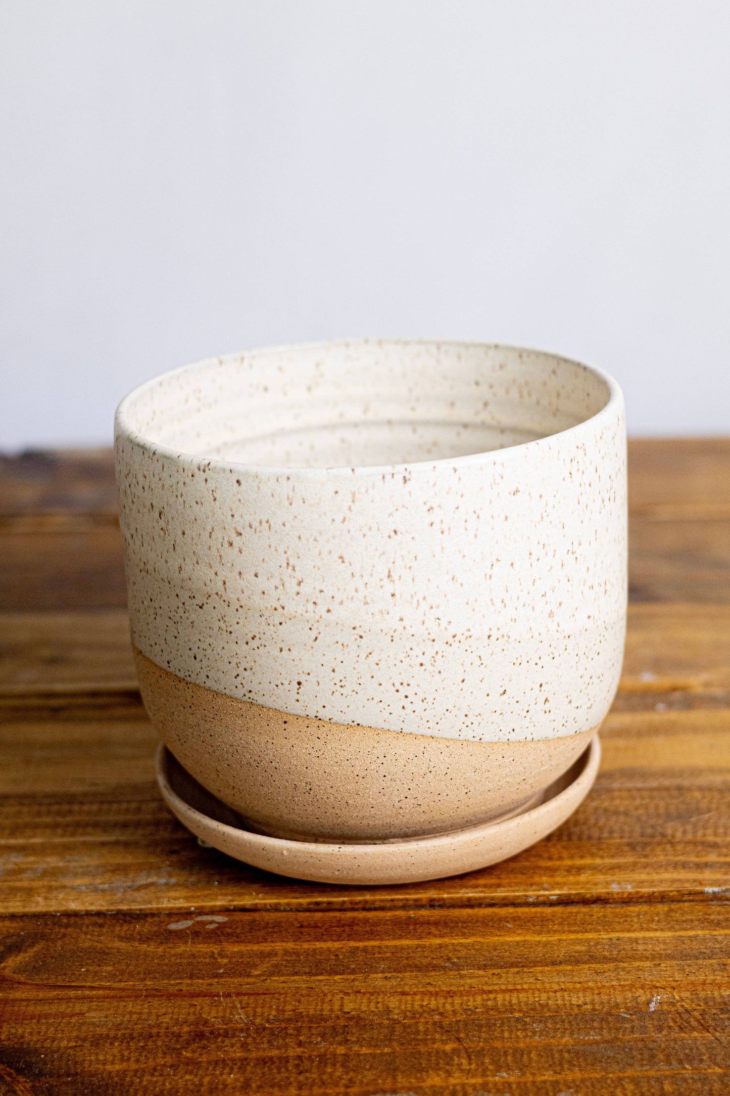 Handmade Ceramic Planter with Saucer – Wide Bottom