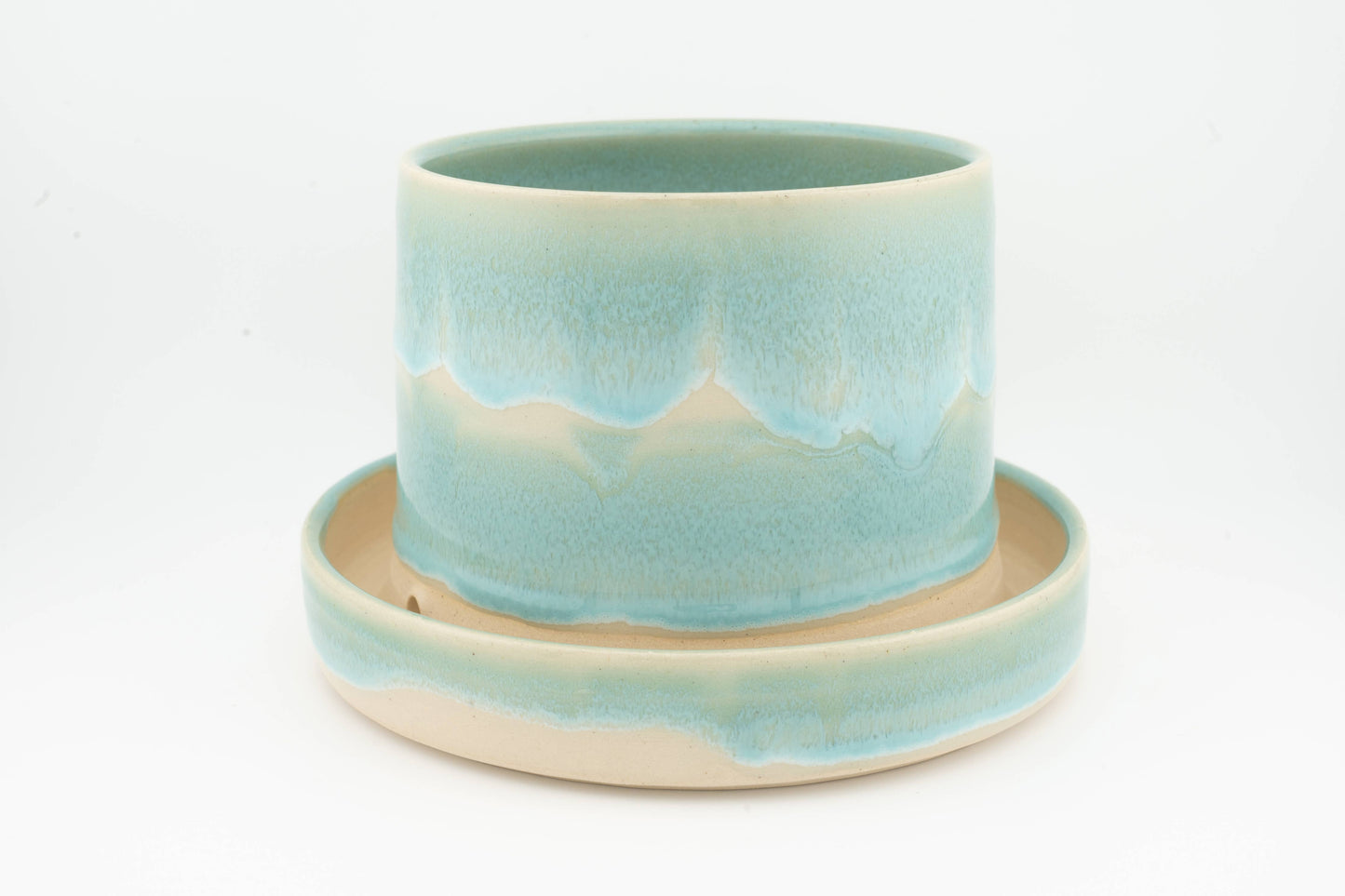 4" x 4" Planter attached base drainage, Handmade Ceramic