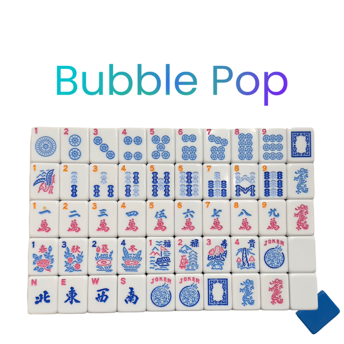 Mahjong Studios - Mahjong Tiles - Bubble Pop – American Mahjong Tile Set (166 Tiles) 2-Color Blue