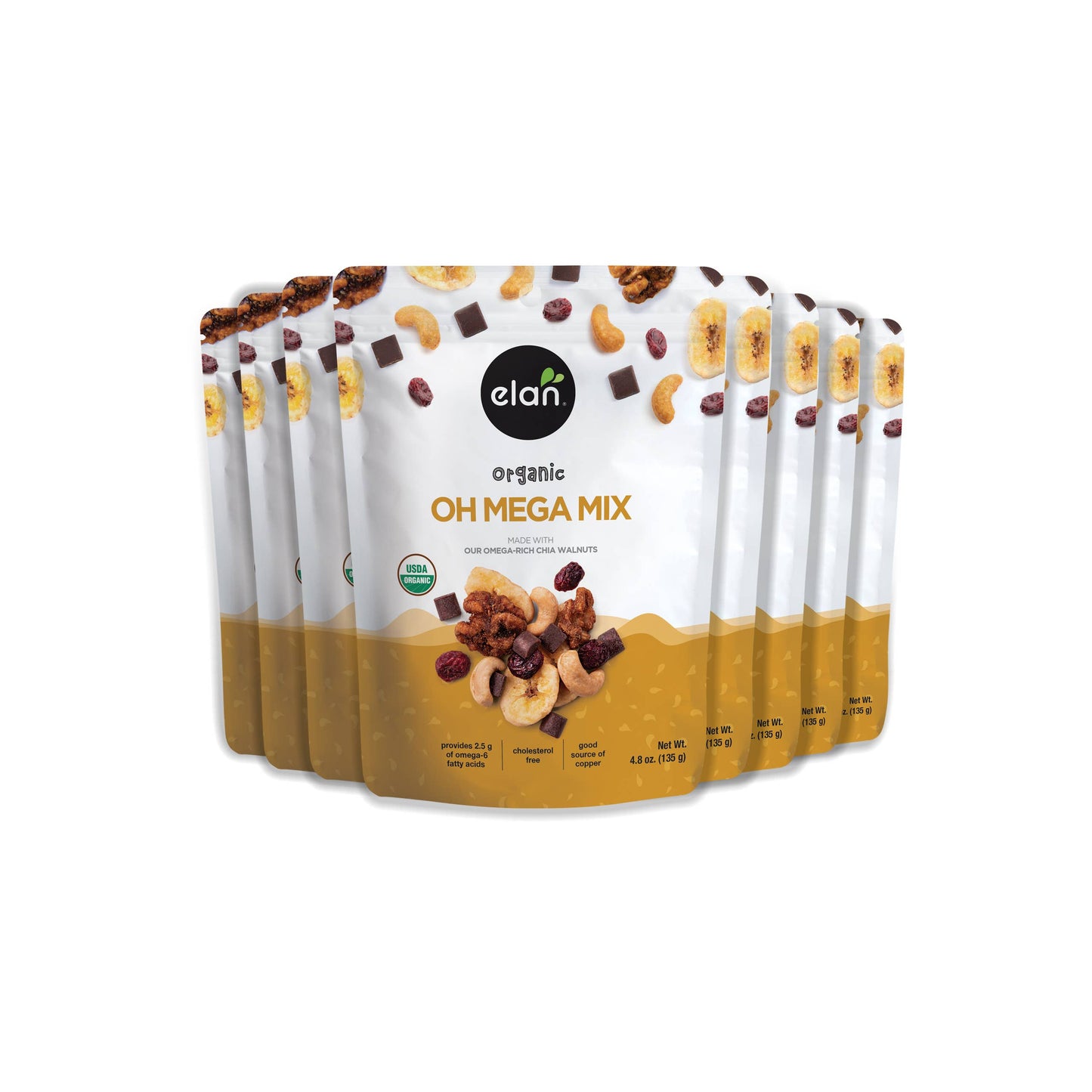 Elan - Elan Organic Oh Mega Mix Nuts, Snacks, Gluten Free (5 oz)