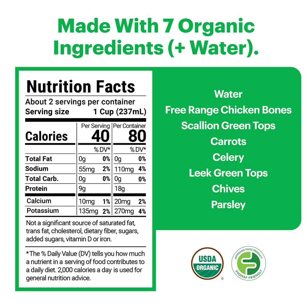 Broth, Chicken Bone Low FODMAP Organic (16.9 oz) - Gourmend
