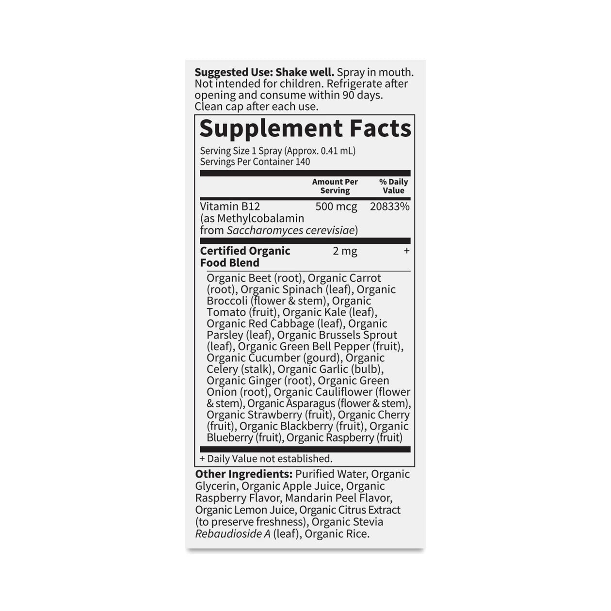 B-12 - Spray, Raspberry, Organic (2 oz) - Garden of Life