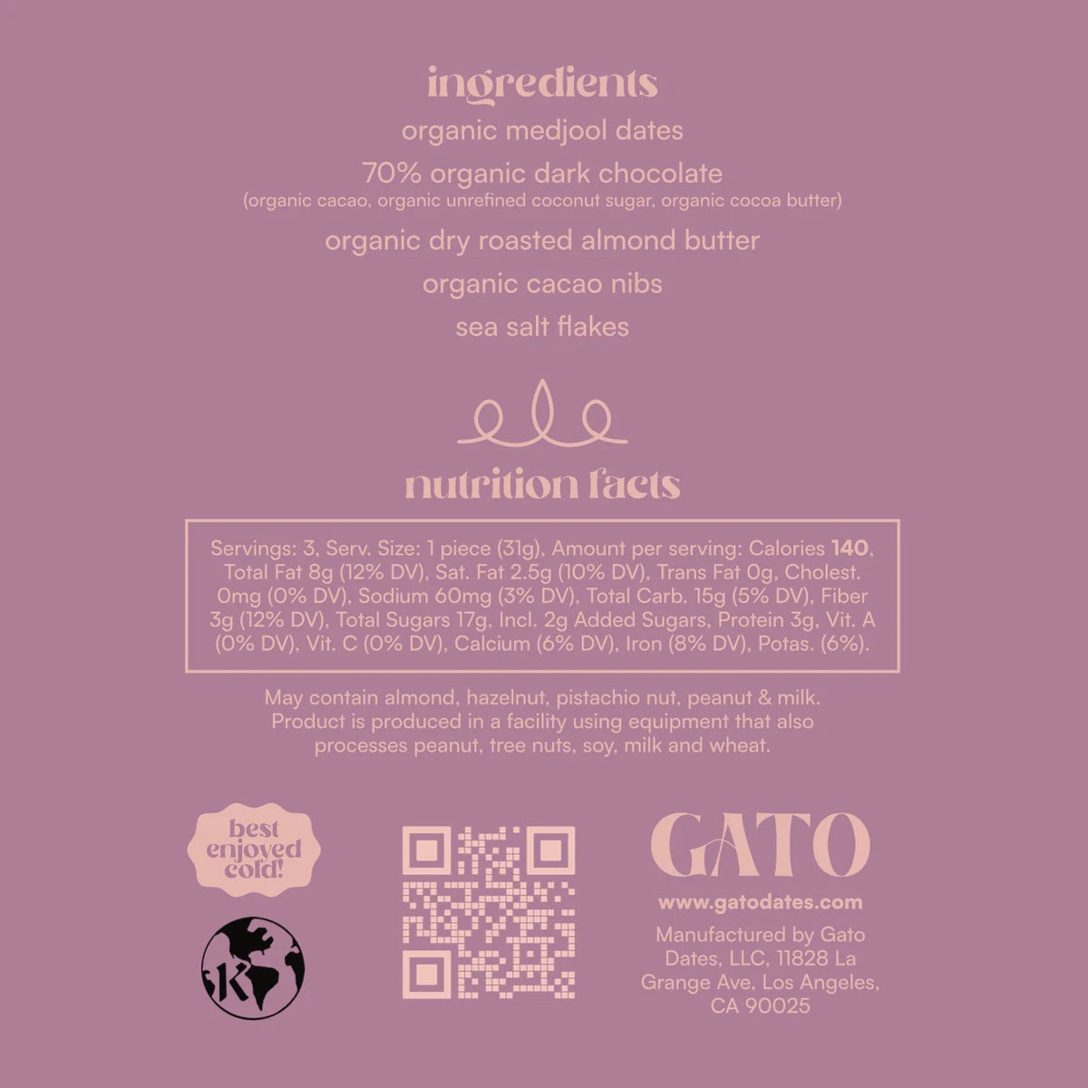 Dark Chocolate Covered Dates with Almond Butter - Organic (3 piece)
