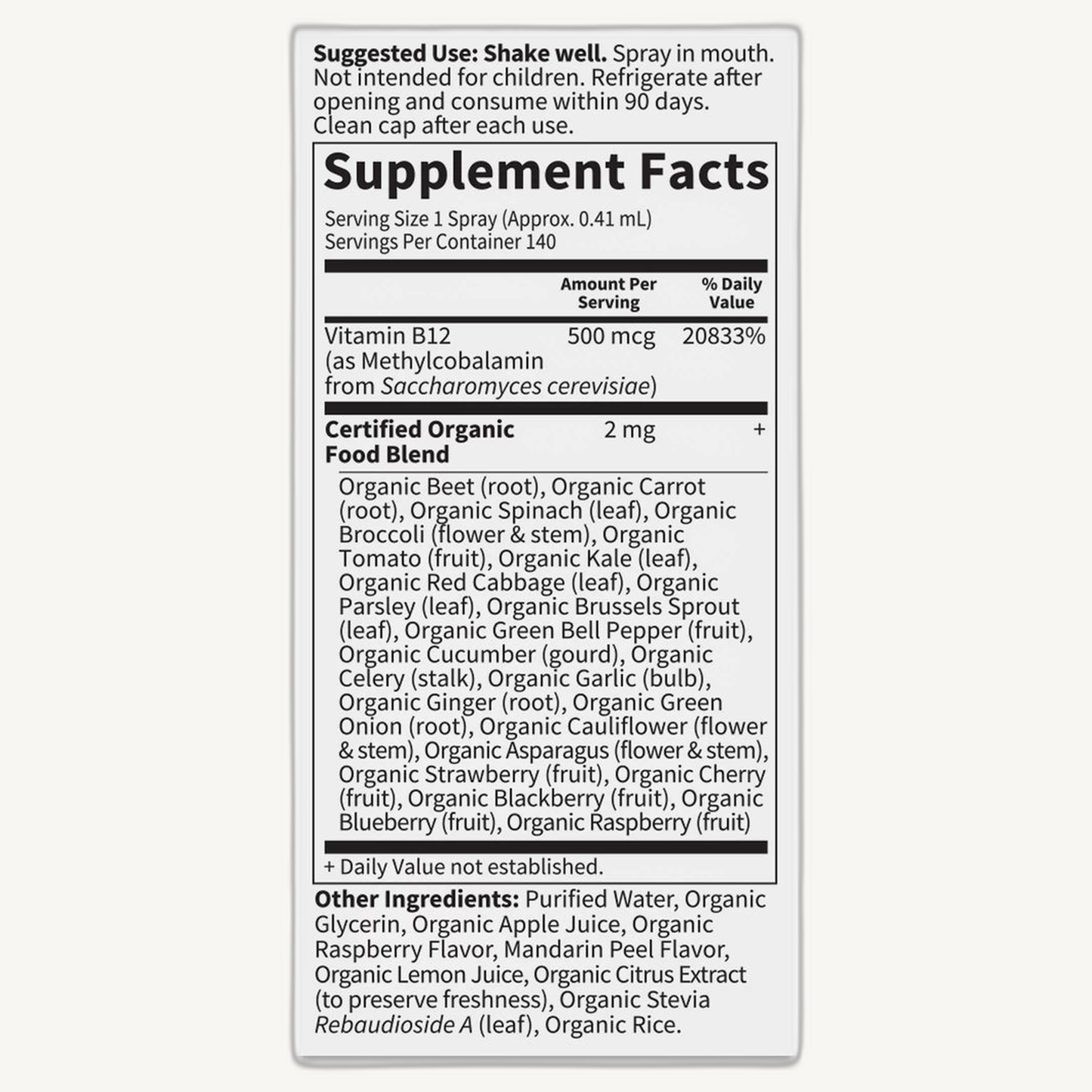 B-12, Spray - Raspberry, Organic