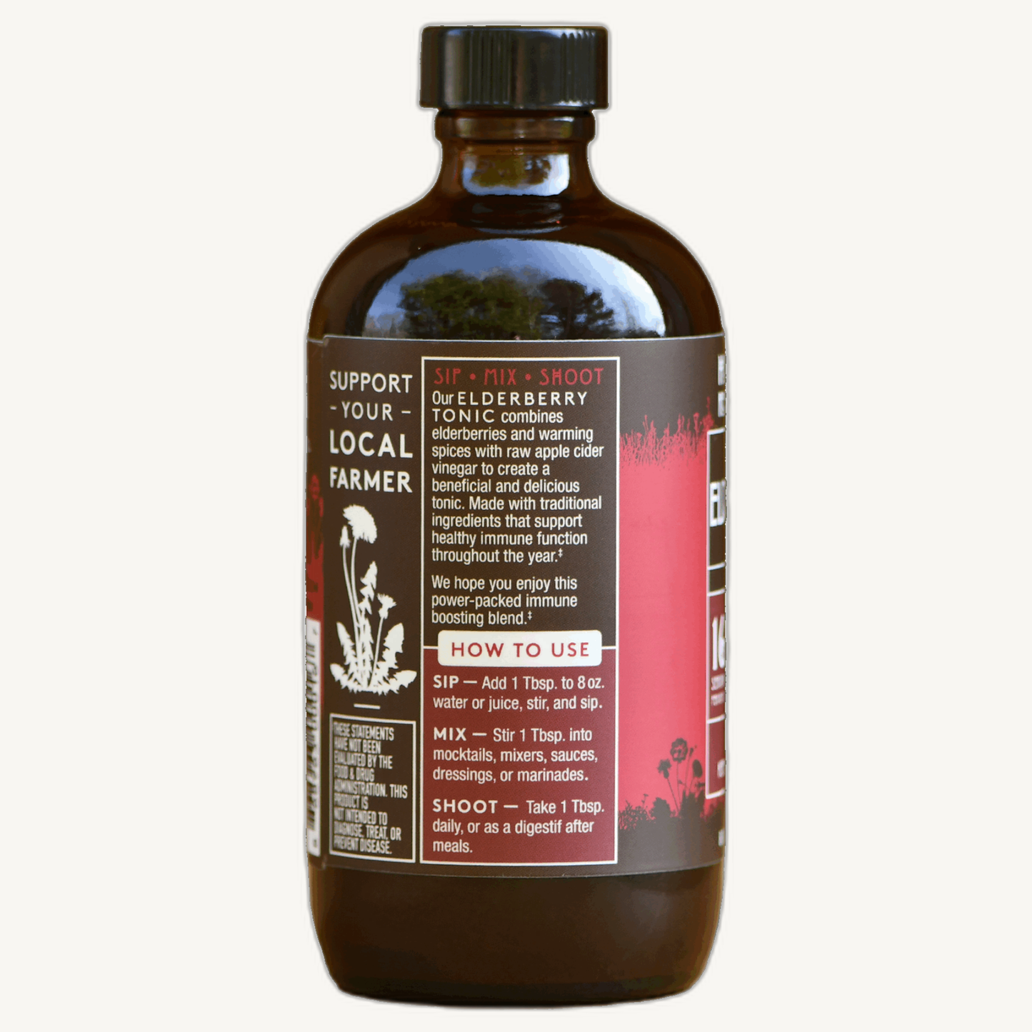 Elderberry Tonic - Raw ACV w/Mother, Digestive Support (8 fl oz)