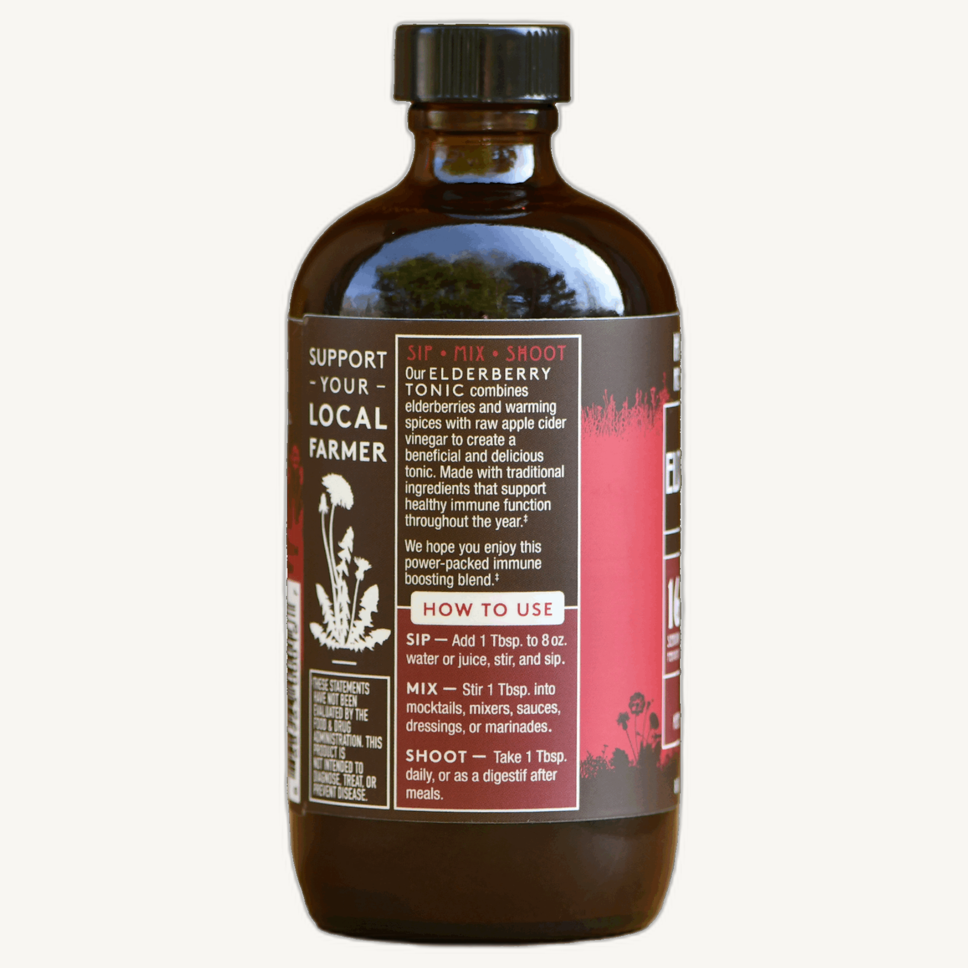 Elderberry Tonic - Raw ACV w/Mother, Digestive Support (8 fl oz)