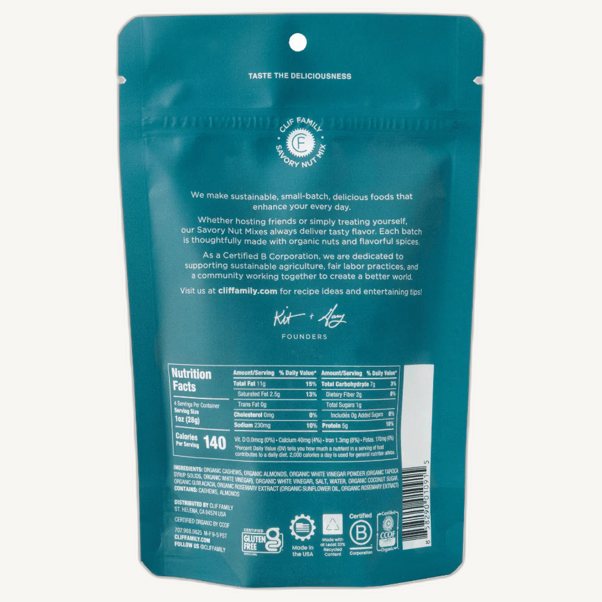 Salt & Vinegar Mixed Nuts, Organic (4 oz) - Clif Family Farm & Winery