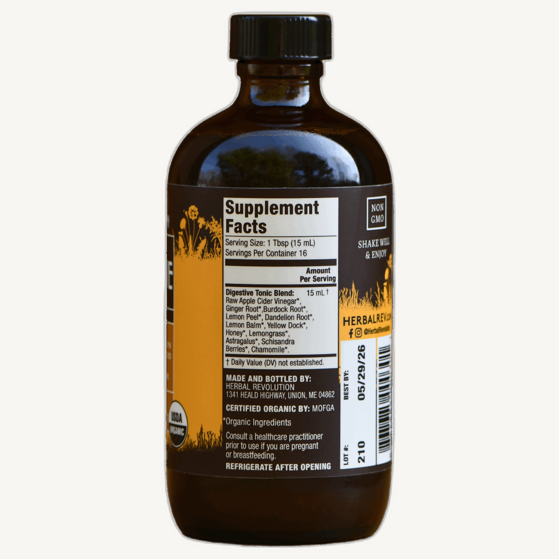Digestive Tonic - Raw ACV w/Mother, Digestive + Detox Support (8 fl oz)
