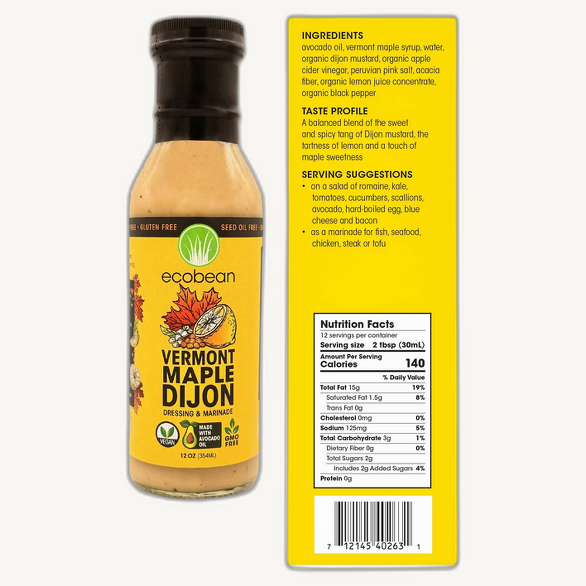 Ecobean Dressing & Marinade - Vermont Maple Dijon, SEED OIL FREE!