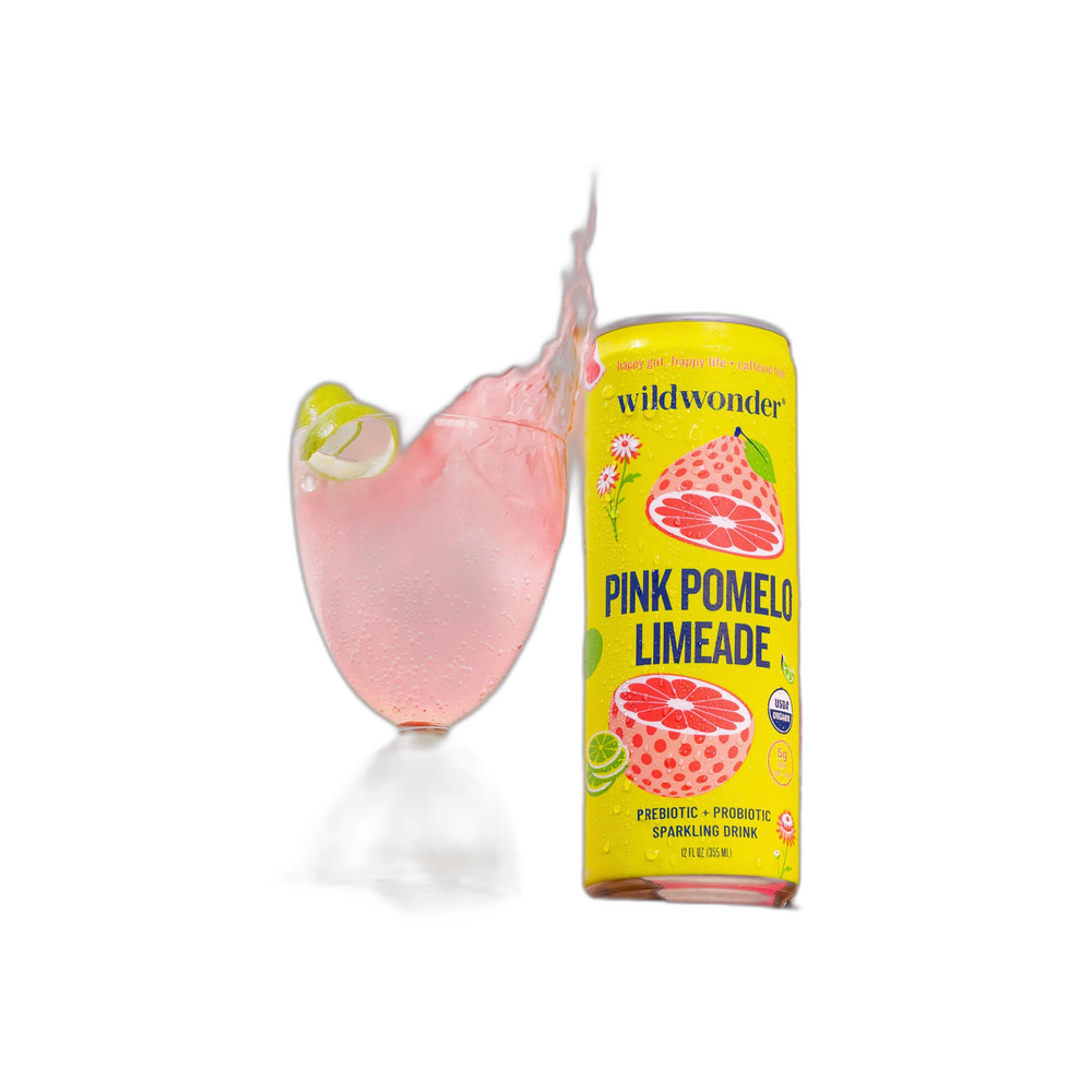 Pink Pomelo Limeade - Prebiotic + Probiotic Sparkling Drink (12 fl oz)
