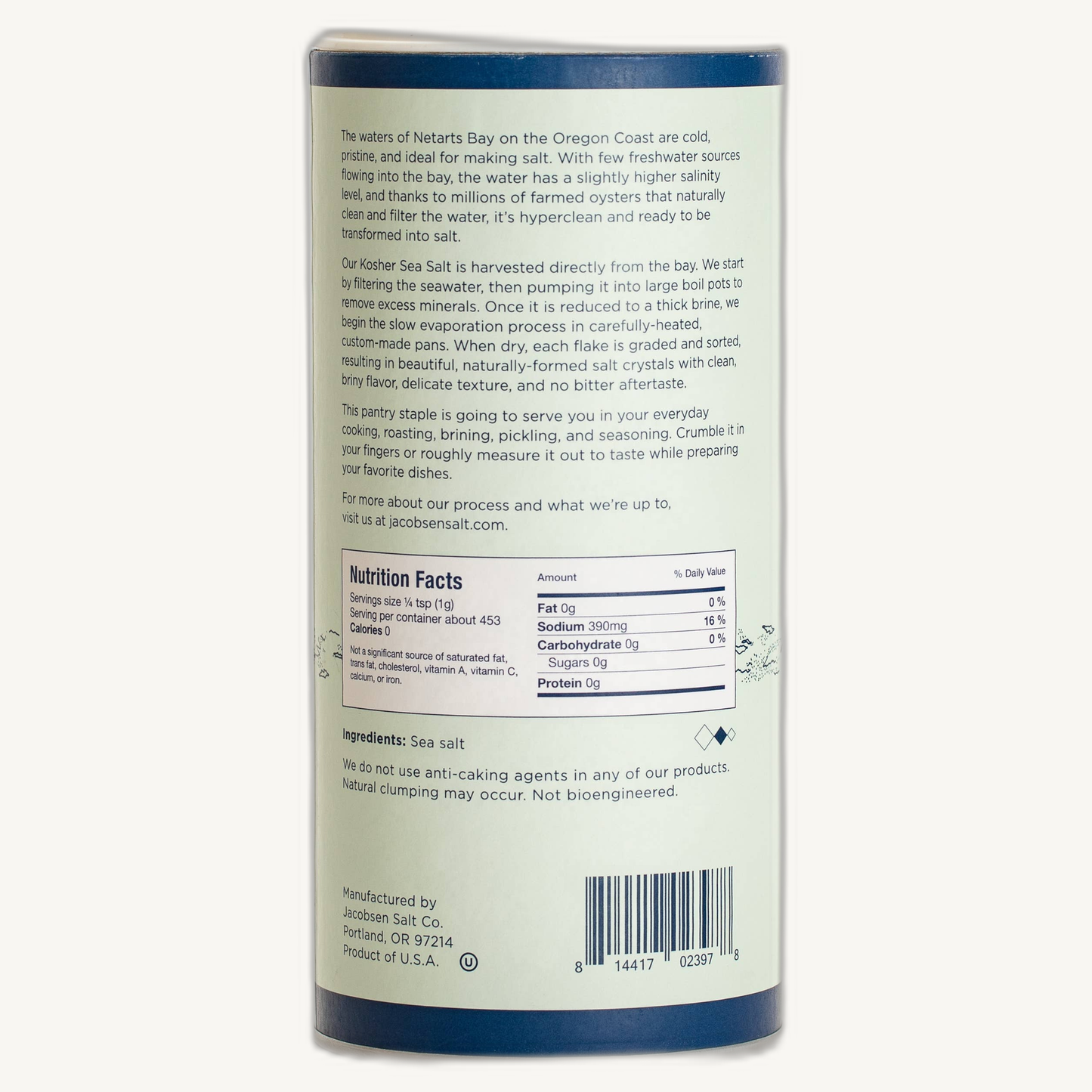 Pure Kosher Sea Salt - 1lb Canister Jacobsen Salt Co.