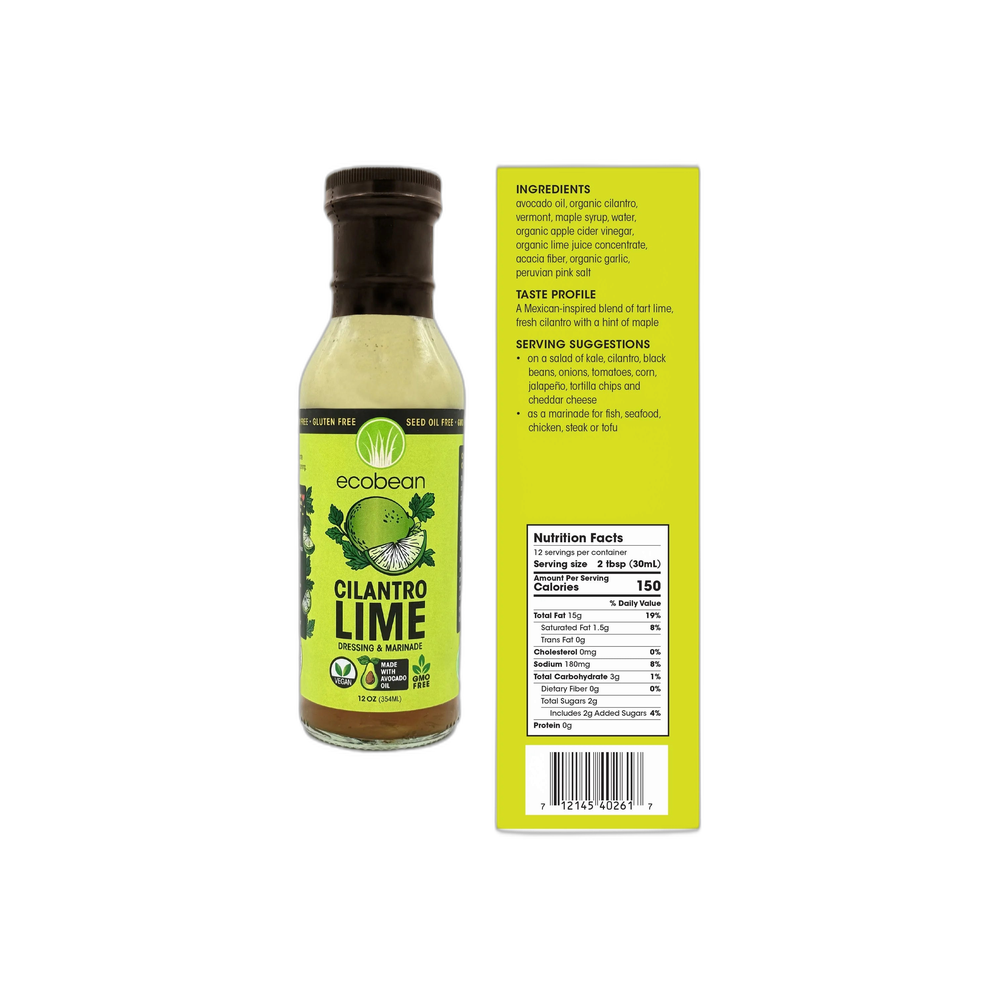 Ecobean Dressing & Marinade - Cilantro Lime, SEED OIL FREE! (12 oz)