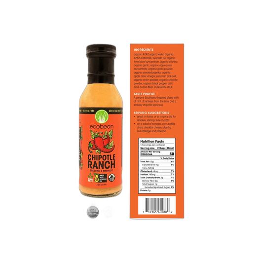 Ecobean Dressing & Marinade - Chipotle Ranch, SEED OIL FREE! (12 oz)