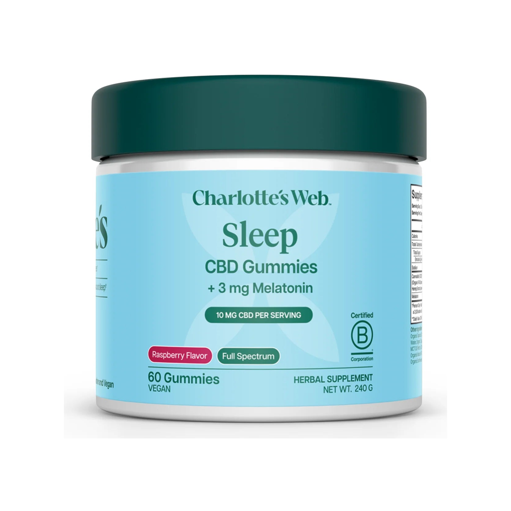Charlotte's Web Sleep CBD Gummies + 3 mg Melatonin - Raspberry (60 gummies)