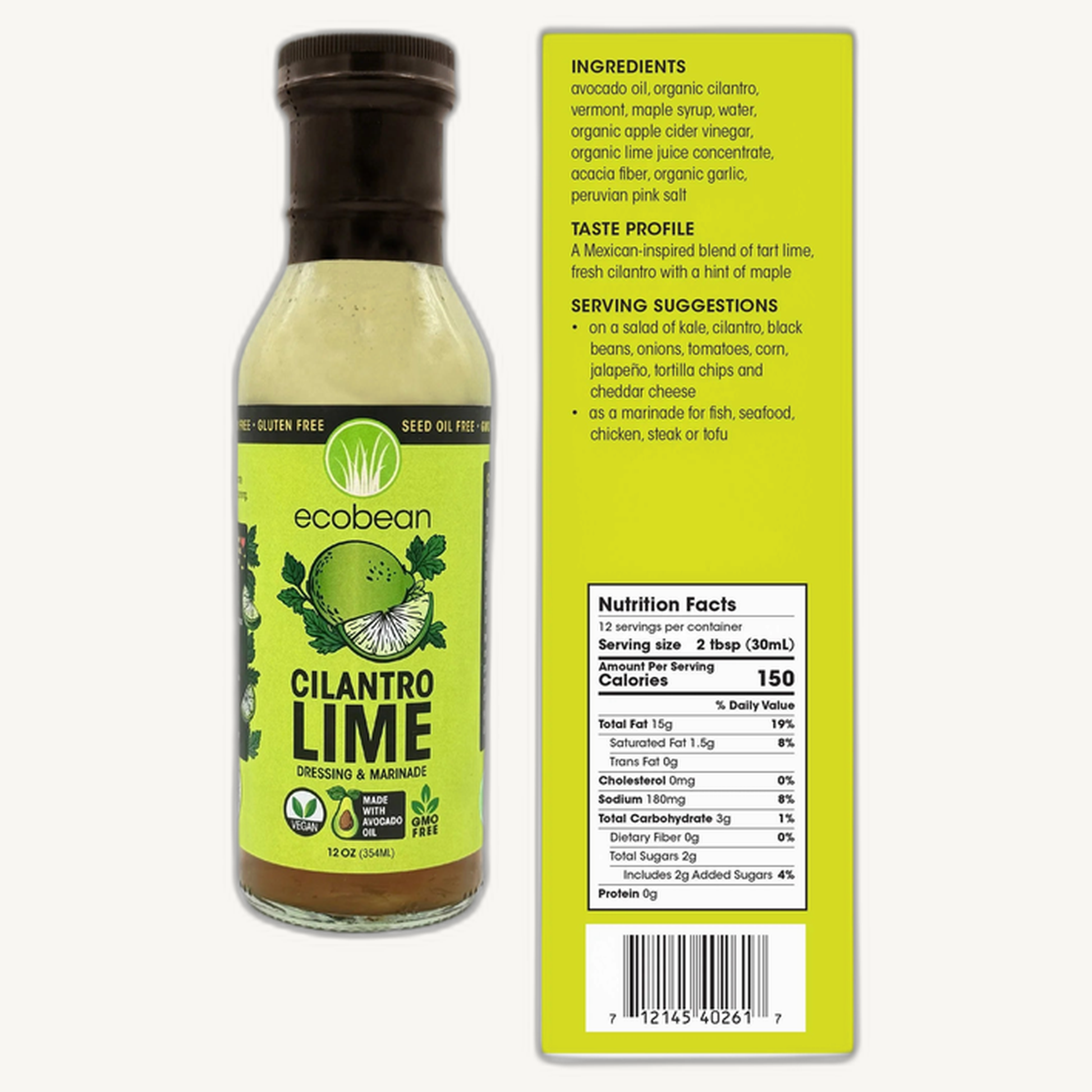 Ecobean Dressing & Marinade - Cilantro Lime, SEED OIL FREE!