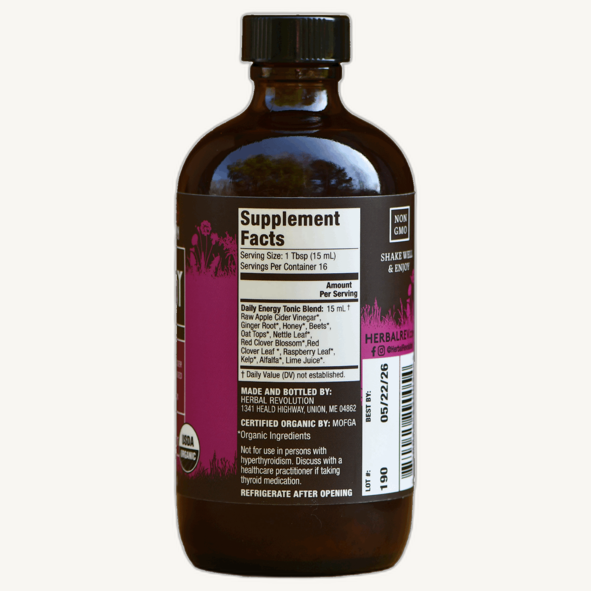Energy Tonic - Raw ACV w/Mother, Beets, Daily Energy Support (8 fl oz)