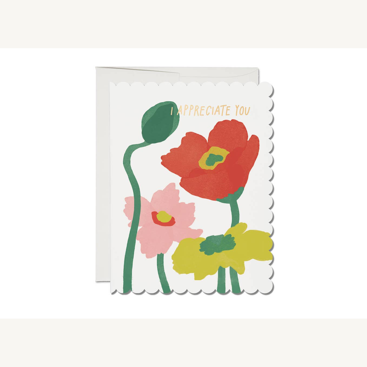 scalloped poppy thank you greeting card_1
