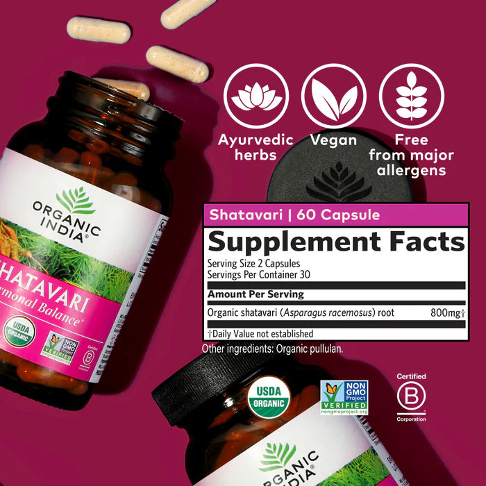 Shatavari, Hormonal Balance (90 veg caps) - Organic India