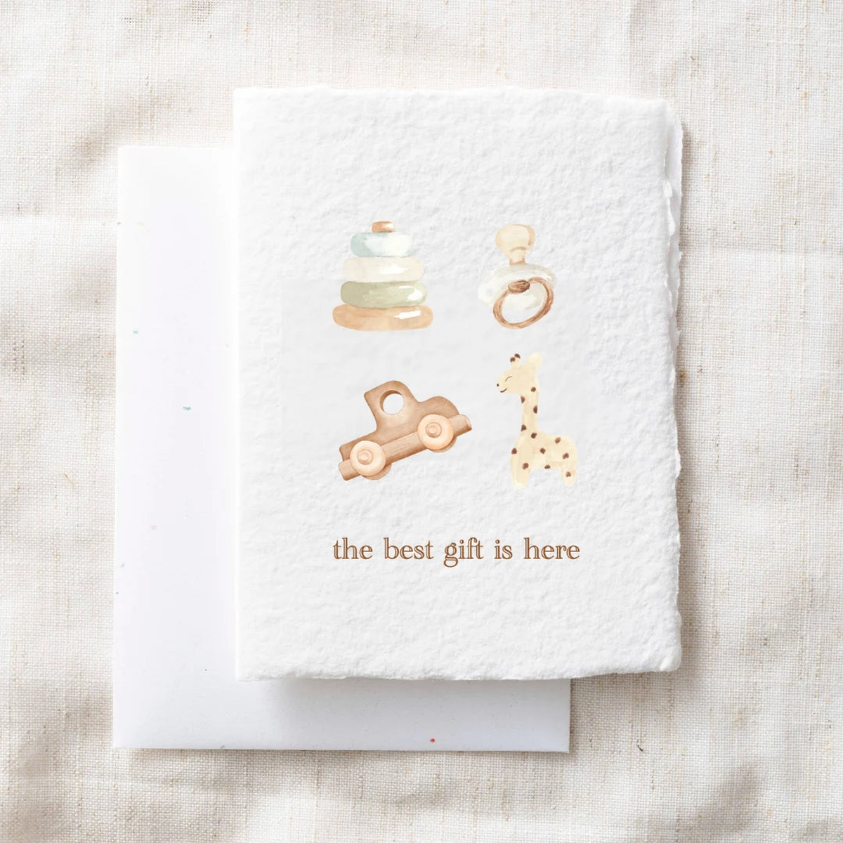 the best gift is here handmade paper baby greeting card_1