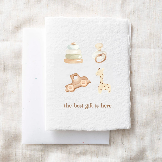 the best gift is here handmade paper baby greeting card_1